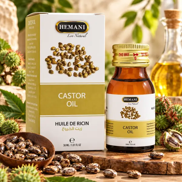 HEMANI Castor Oil – Vaj Ricini për Flokë, Qerpikë dhe Vetulla, 30 ml