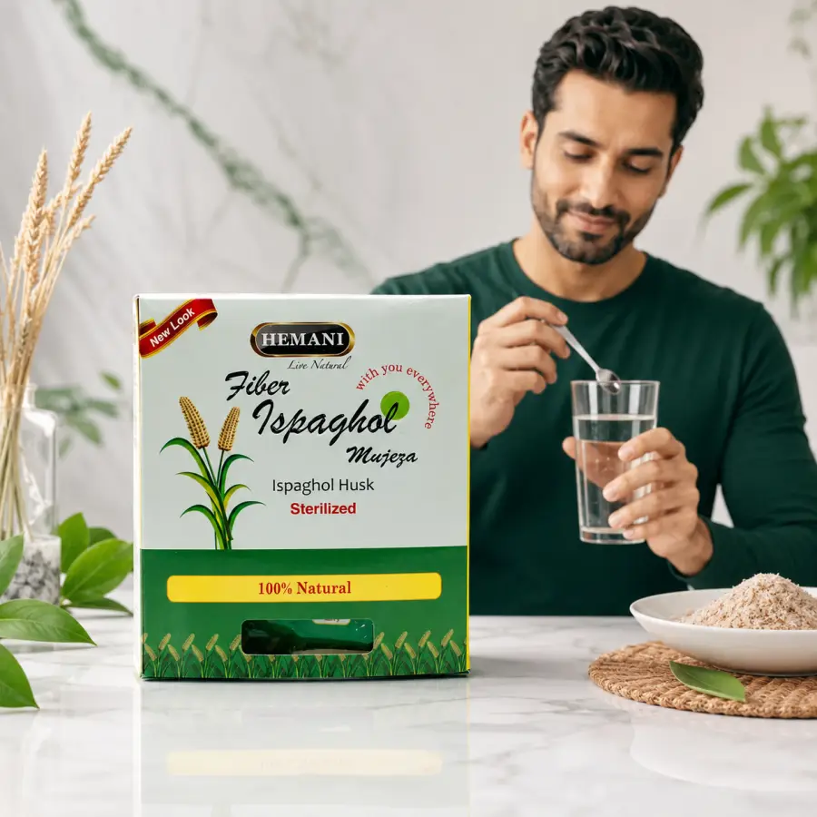 HEMANI Fiber Ispaghol Mujeza – Lëvore Psyllium 100% Natyrale për Fibra dhe Mirëqenie Digjestive
