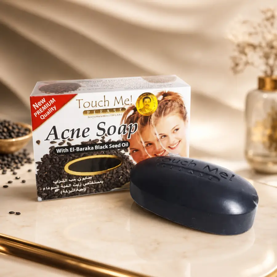 Touch Me Acne Soap me Black Seed Oil – Sapun Pastrues për Lëkurë me Papastërti dhe Tendencë për Akne