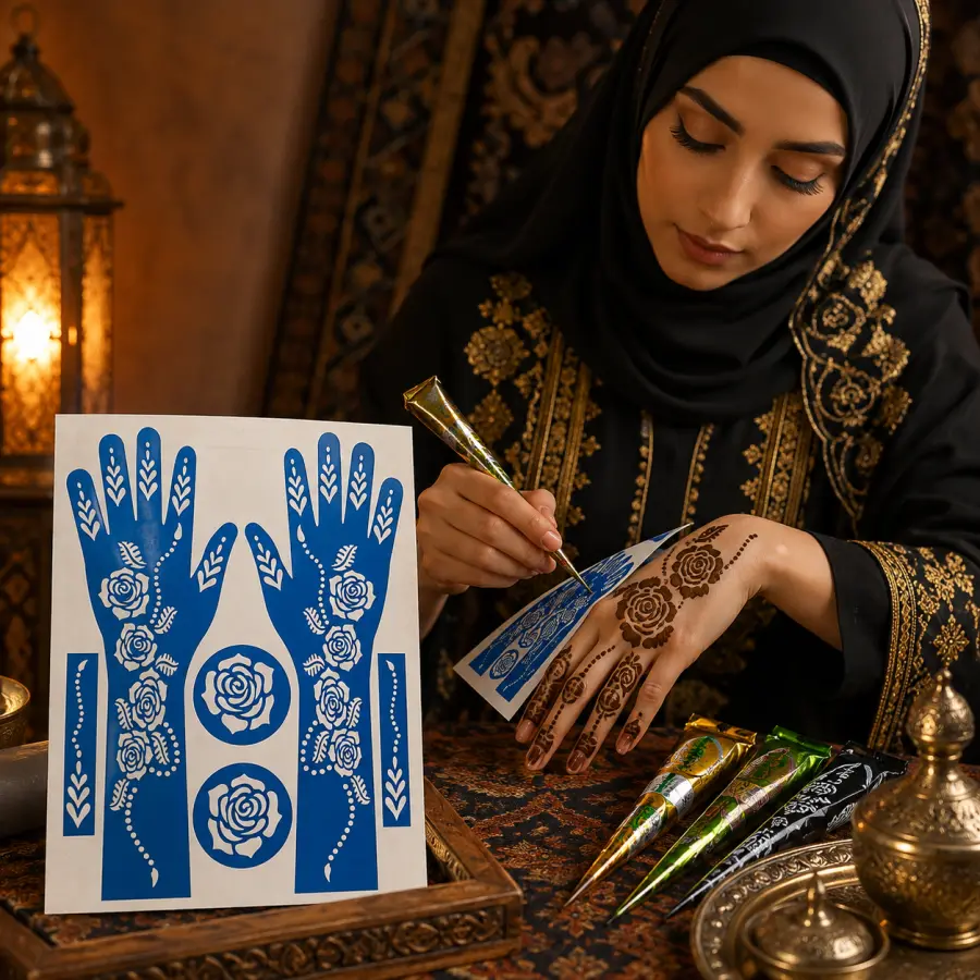 Shabllon për Henna – Dizajn Floral për Duar