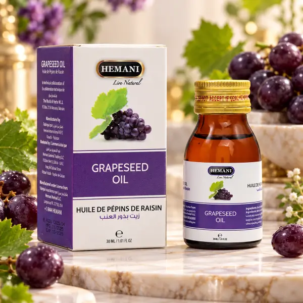 HEMANI Grapeseed Oil – Vaj i Farave të Rrushit për Kujdesin e Lëkurës dhe Flokëve, 30 ml