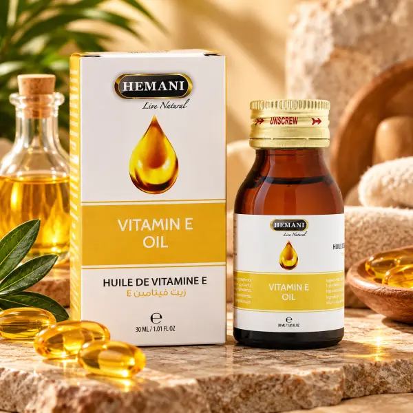 HEMANI Vitamin E Oil – Vaj me Vitaminë E për Kujdesin e Lëkurës dhe Flokëve, 30 ml