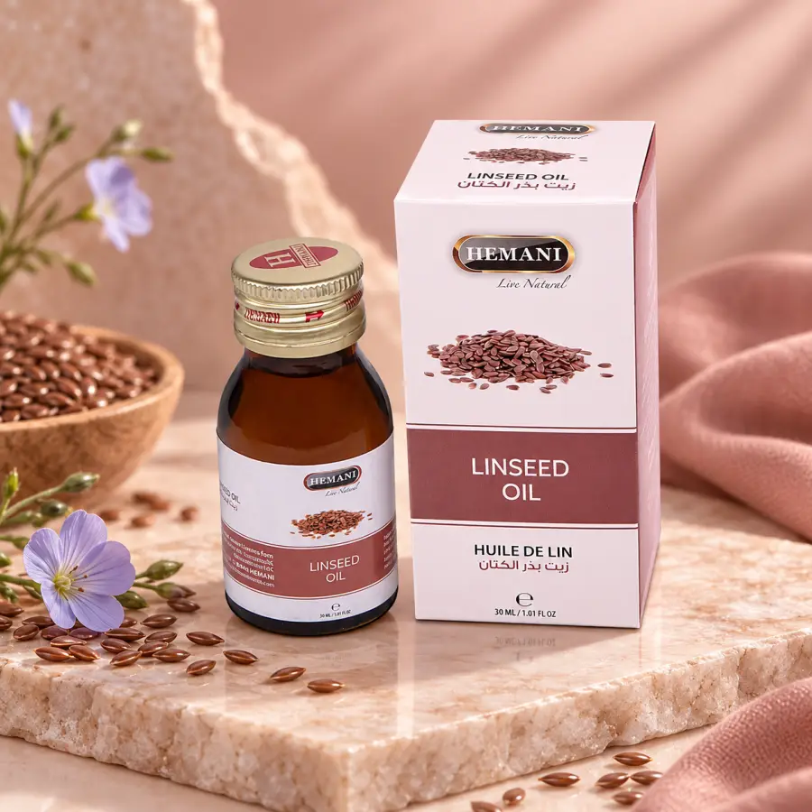 Hemani Linseed Oil – Vaj i Farës së Lirit për Flokë dhe Lëkurë, 30 ml