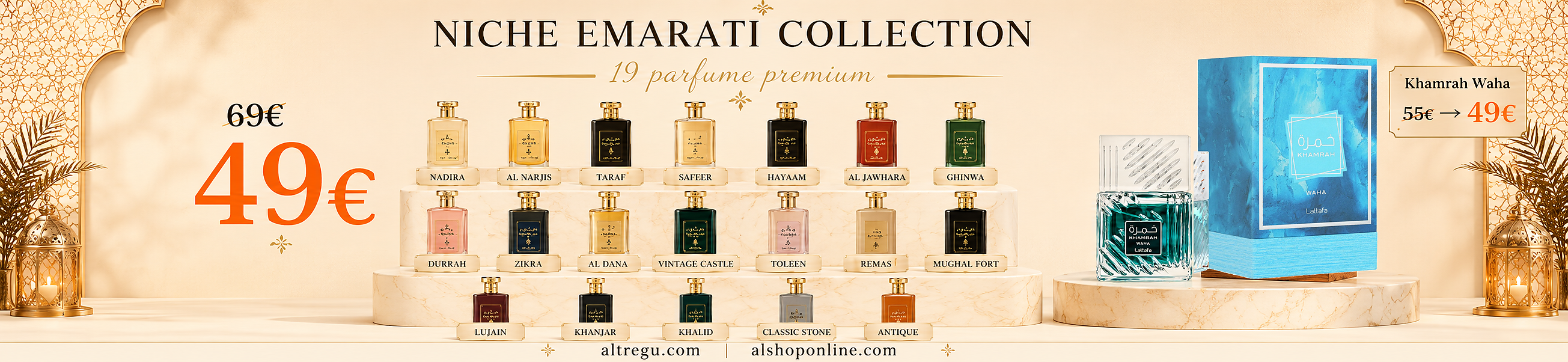 Oferta Premium Niche Emarati dhe Khamrah Waha vetëm 49 euro