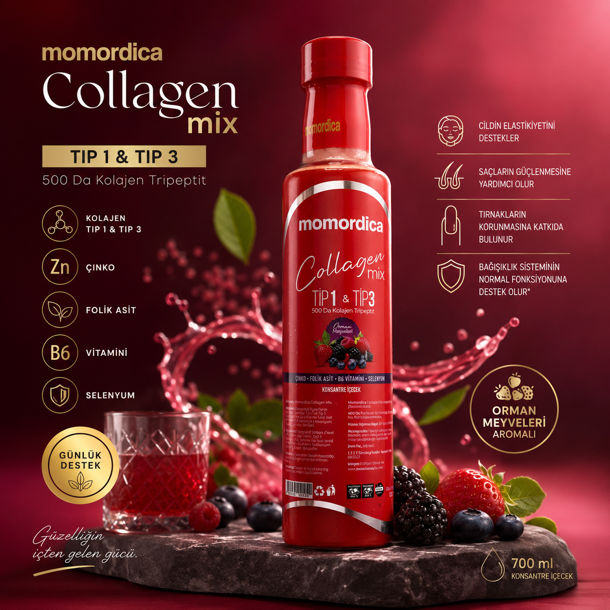 Momordica Collagen Mix -  Flok, thonjë dhe Inde të Forta