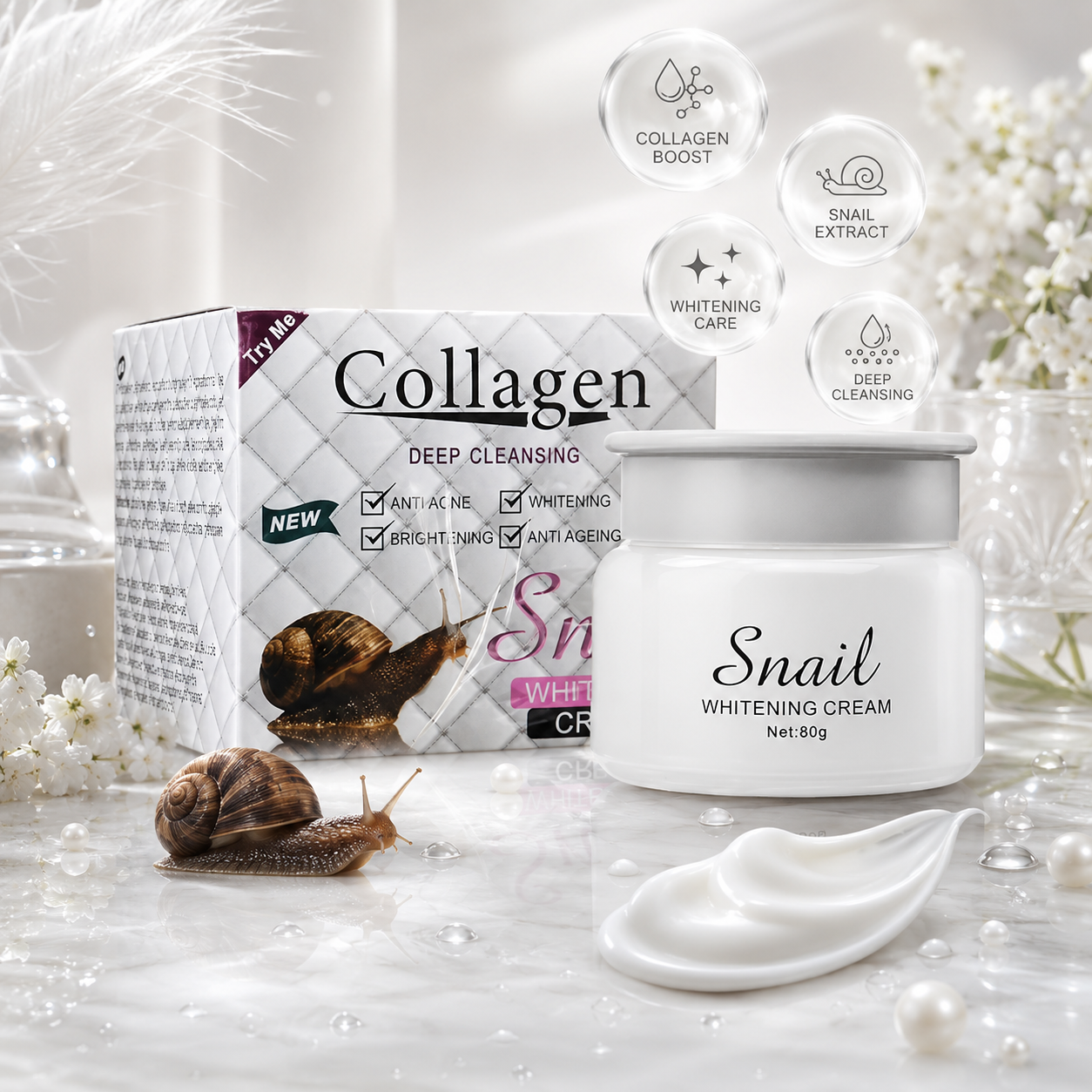 Snail Whitening Cream - Collagen 80 gr