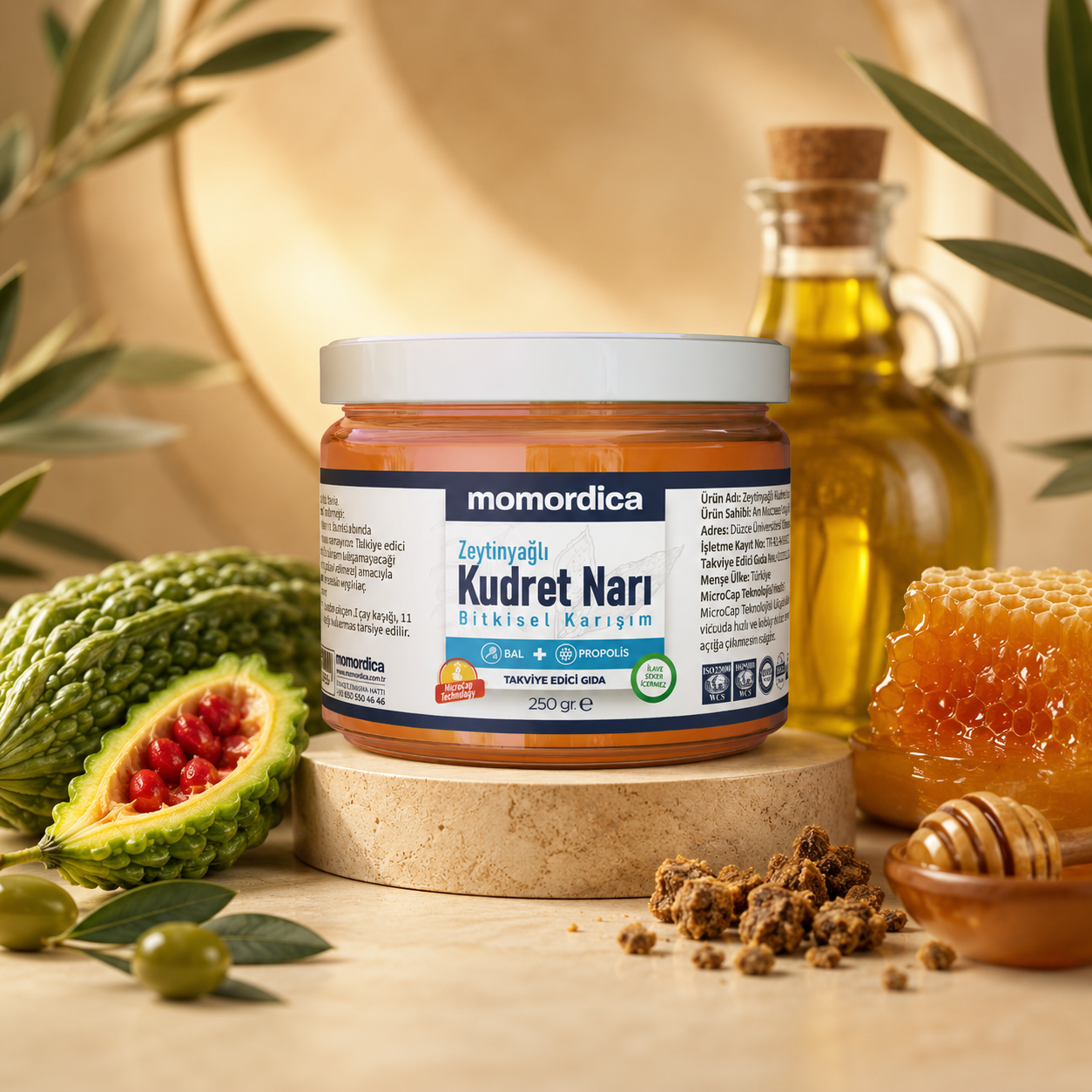Momordica – Përzierje Bimore me Kudret Narı, Vaj Ulliri, Mjaltë dhe Propolis, 250 g -  Që Lukthi juaj të qetësohet